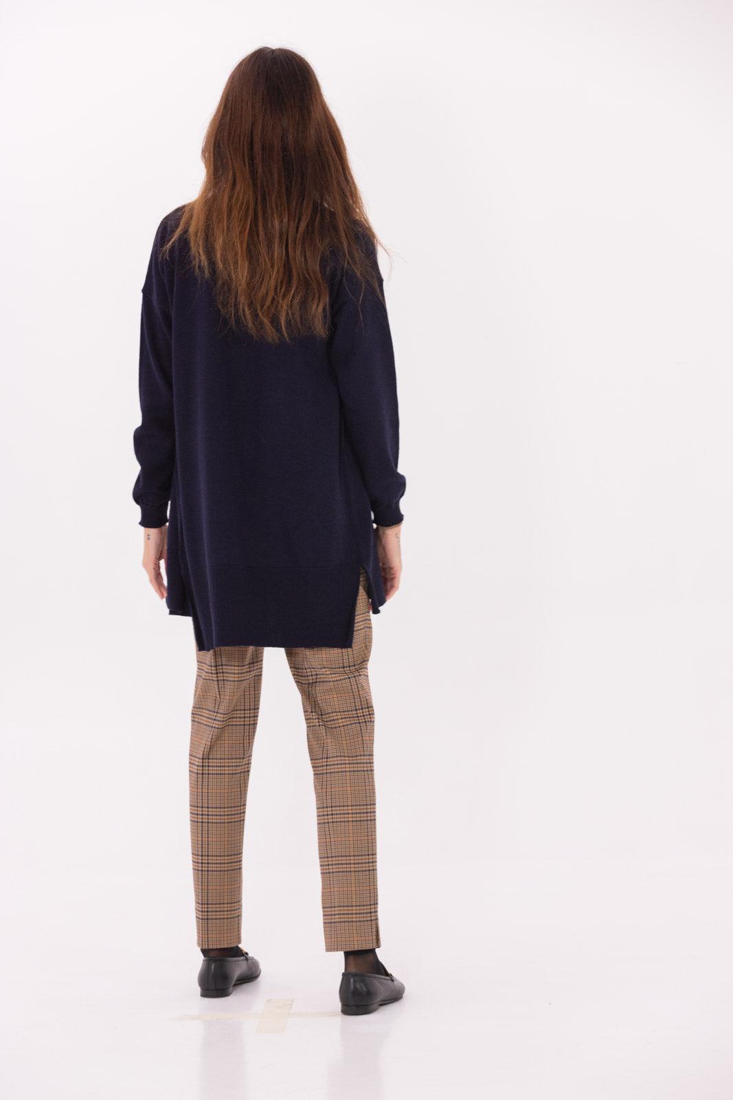 Cardigan senza bottoni in maglia rasata in lana merino 100% extrafine