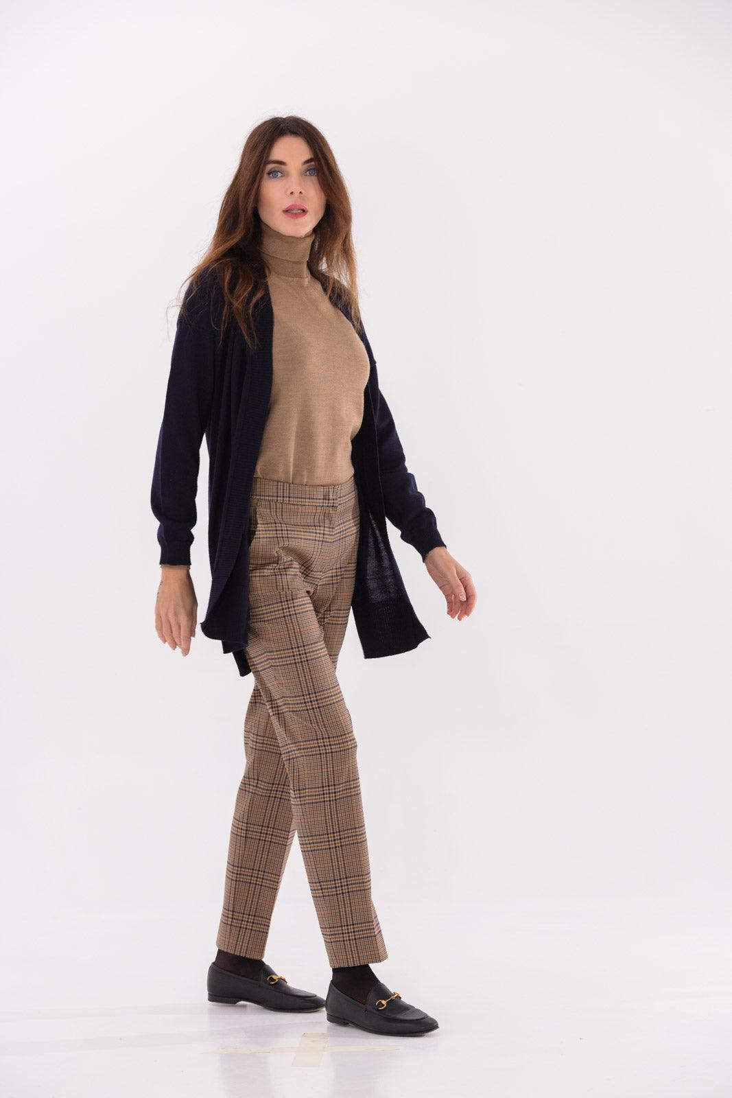 Cardigan senza bottoni in maglia rasata in lana merino 100% extrafine