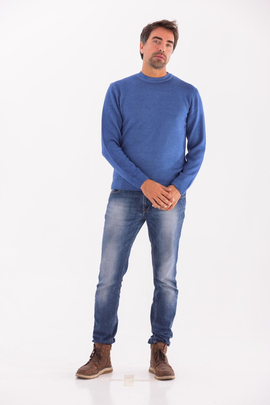 Maglia rasata girocollo in lana merino 100% extrafine