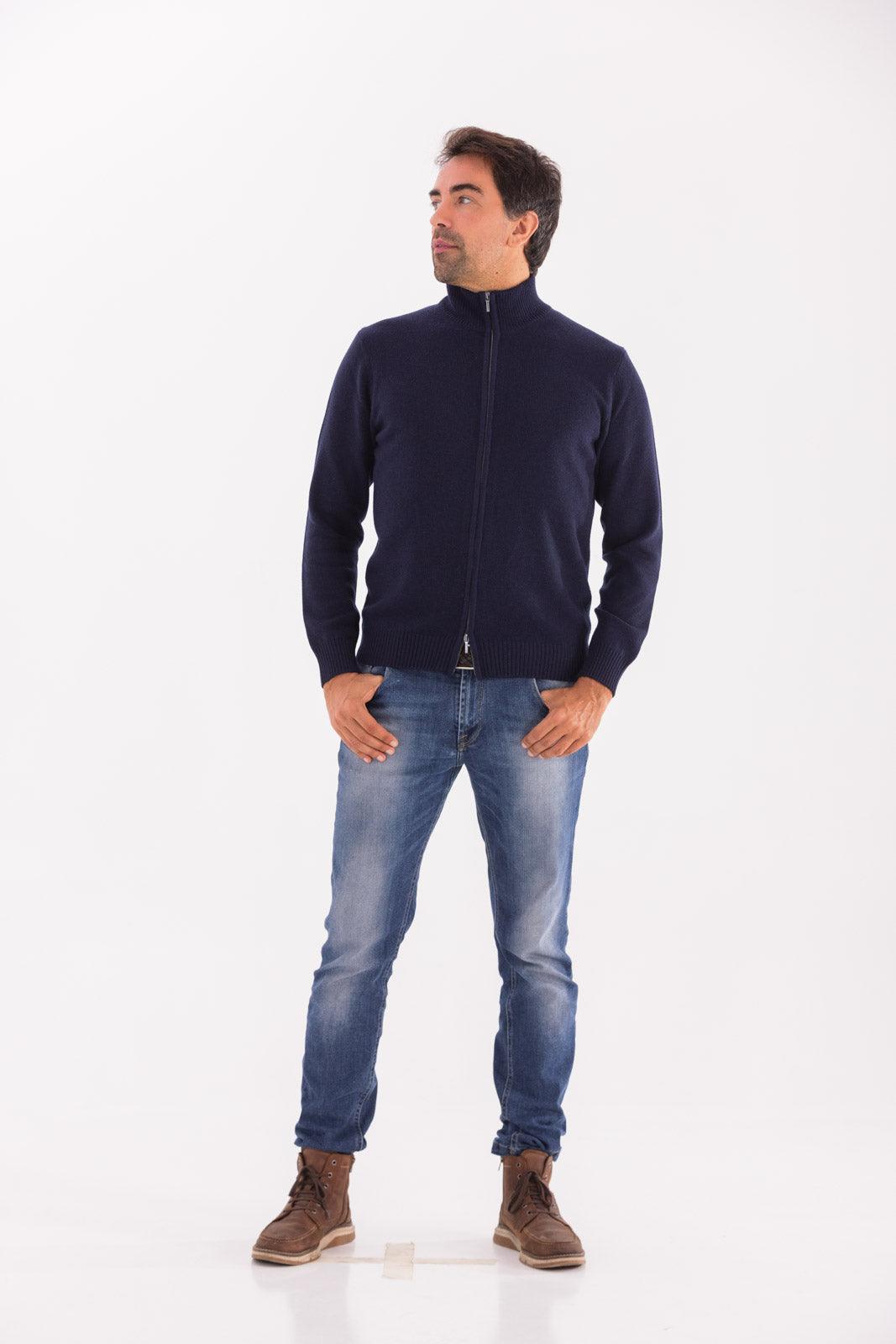 Plain stitch jacket in 100% extrafine merino wool and cashmere