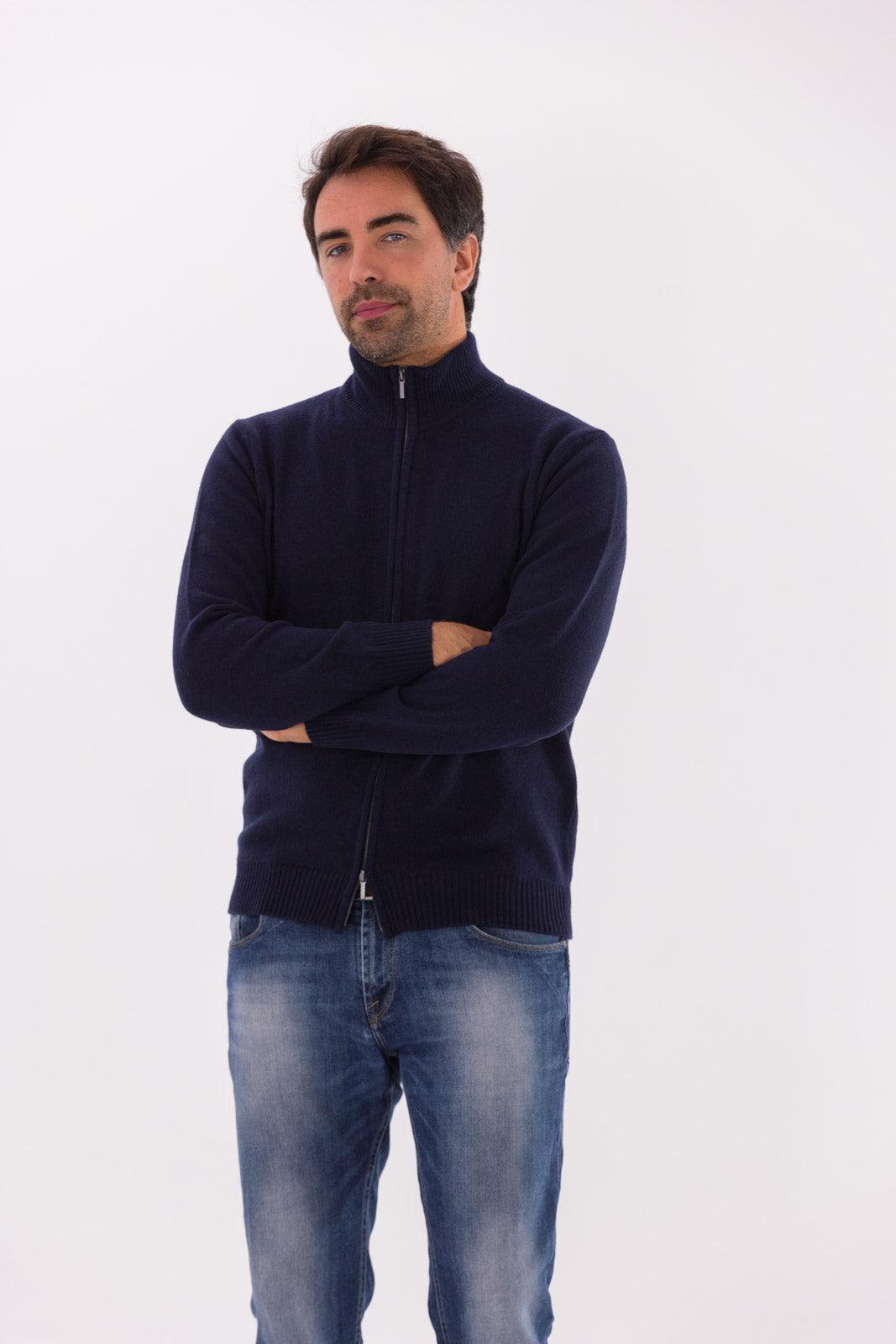 Plain stitch jacket in 100% extrafine merino wool and cashmere
