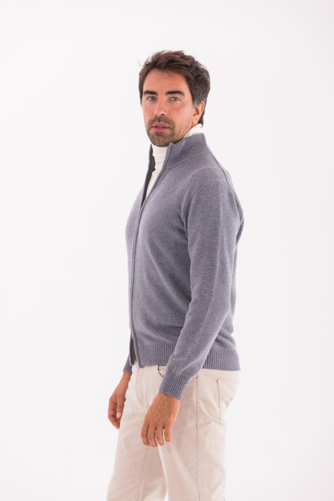 Plain stitch jacket in 100% extrafine merino wool and cashmere