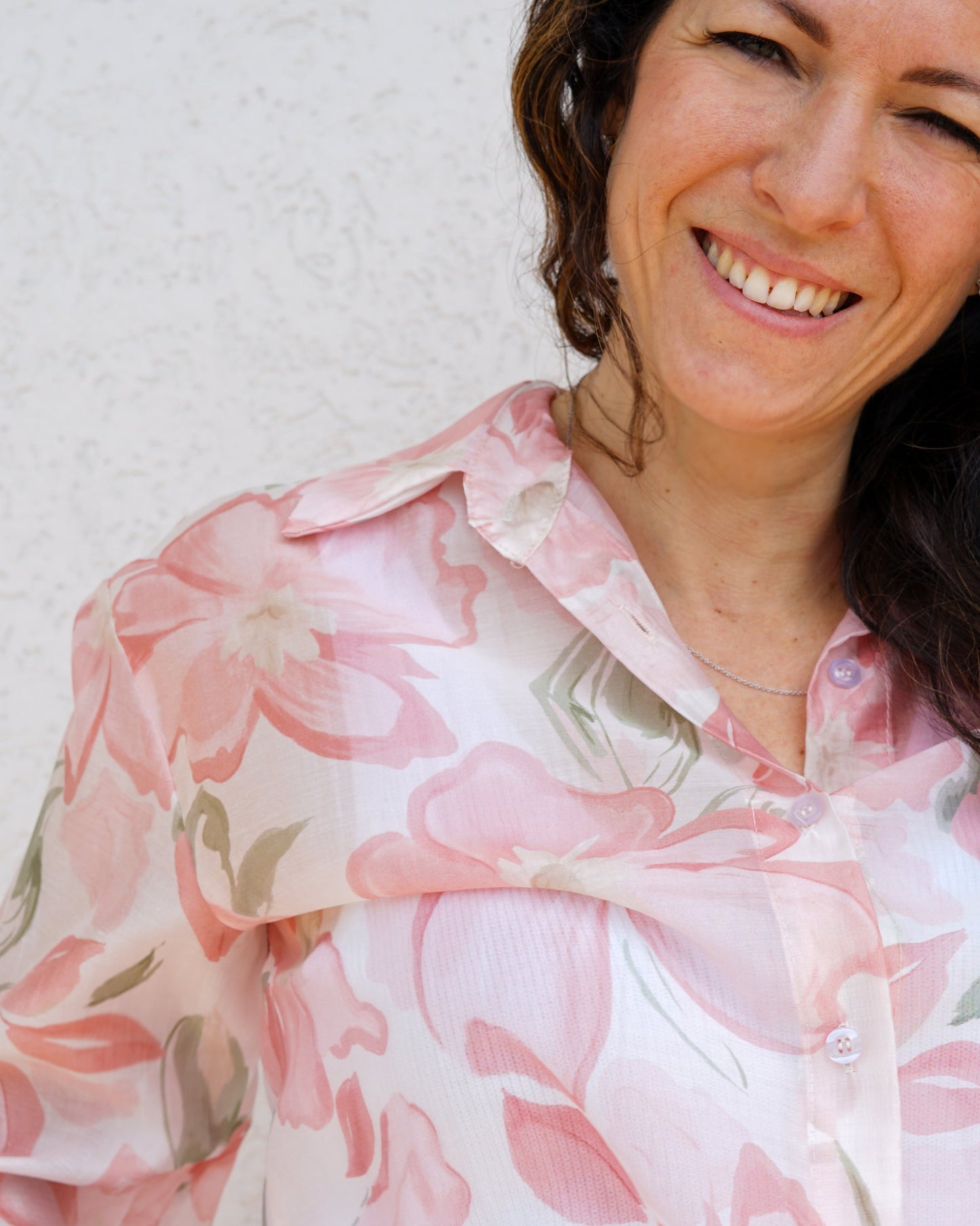 Camicia fiori rosa con colletto italiano 049029 24