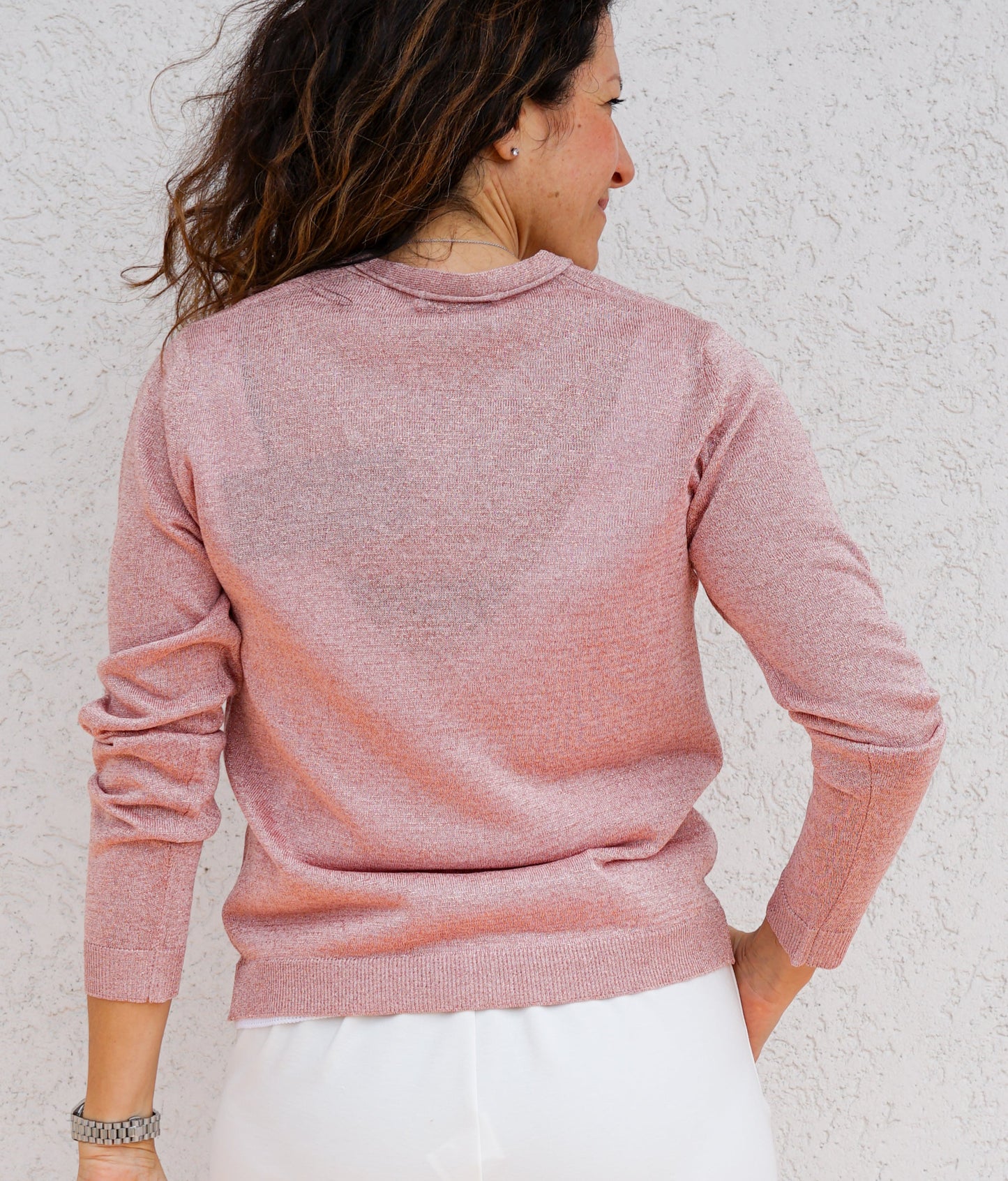 Golfino tinta unita rosa lurex 049002 24
