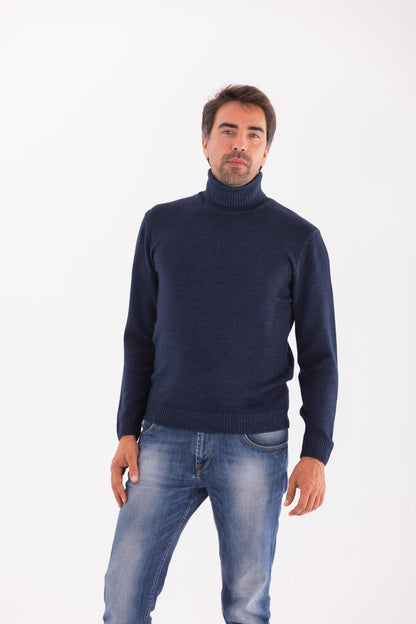 Maglia rasata collo alto in lana merino 100% extrafine 046402