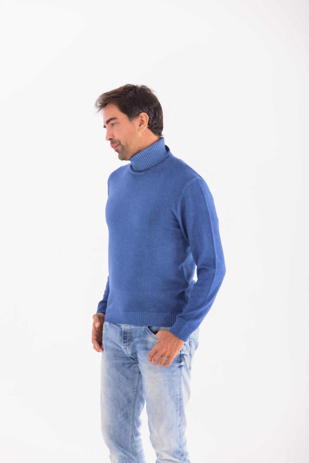 Maglia rasata collo alto in lana merino 100% extrafine 046402