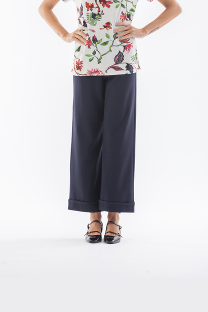 Solid color wide trousers 047101