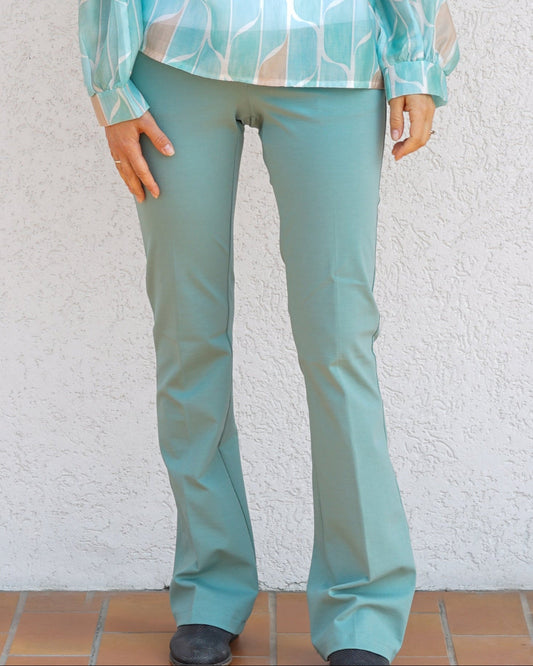Pantalone a trombetta turchese 049103 16