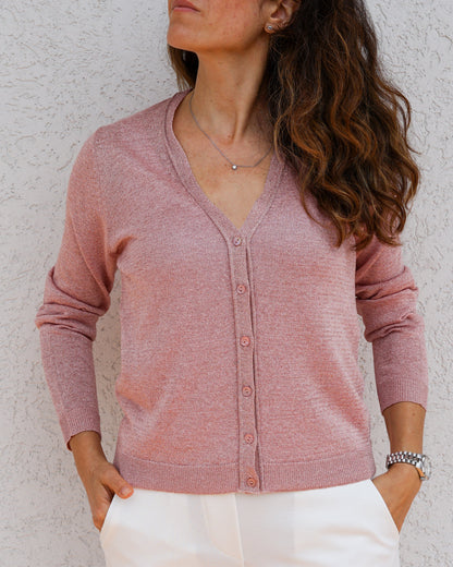 Golfino tinta unita rosa lurex 049002 24
