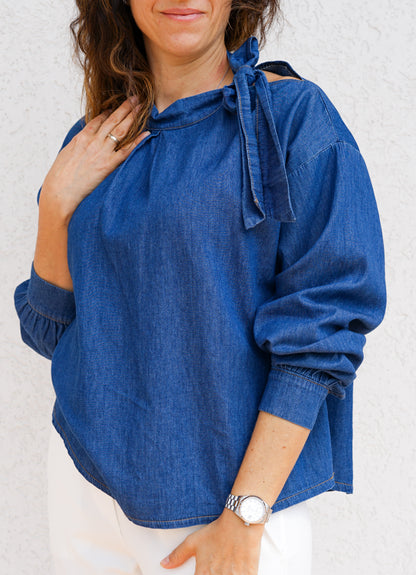 Camicia jeans con fiocco 049031 36