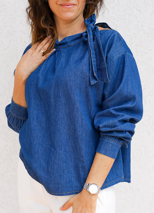 Camicia jeans con fiocco 049031 36