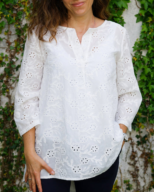 Camicia pizzo sangallo 049031 01